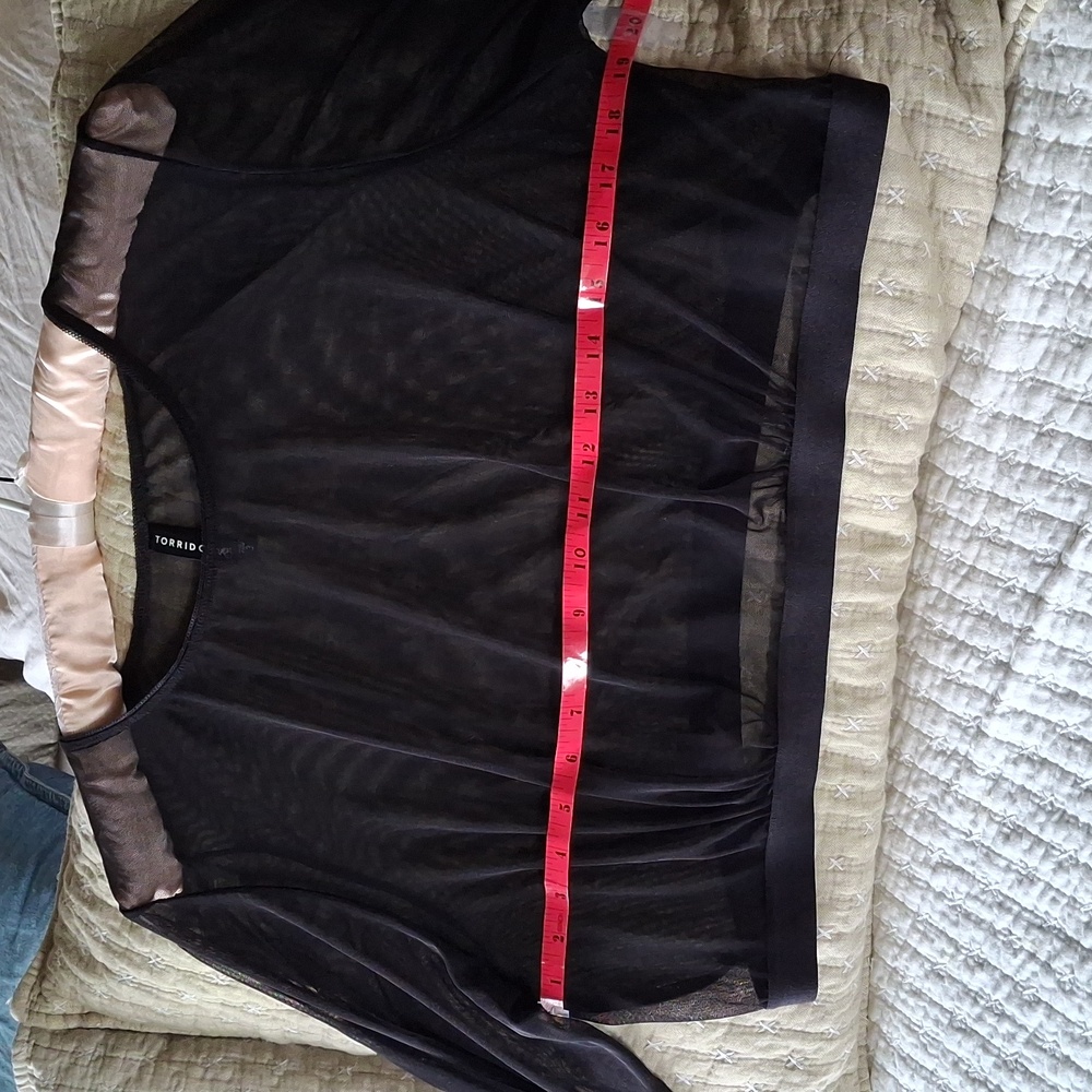 Torrid Sz 3 Black Sheer Mesh Long Sleeve Crop Top - Picture 2 of 6